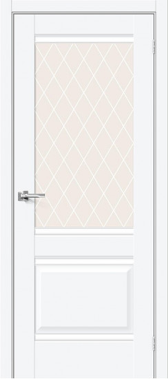 Межкомнатная дверь Прима-3, цвет: White Silk, с покрытием: ПЭТ, серия: Prima, размер: 200*60