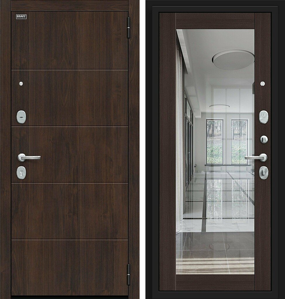 Входная дверь Флэт Kale, цвет: Almon/Wenge Veralinga, из серии: Bravo R, размер: 205*86, открывание: Левое